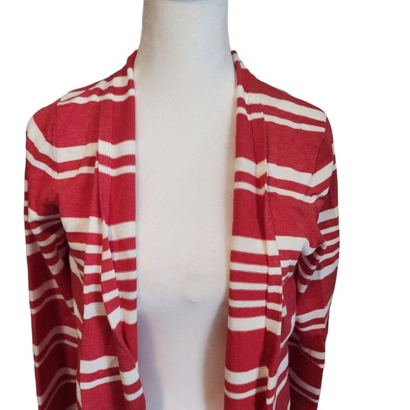 NEW Cyrus Lightweight Peony Open Front Striped Long Cardigan - Picture 2 of 6